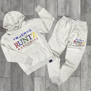 Chándales personalizados de algodón OEM, chándal con capucha, pantalón, chándal para hombre, joggers apilados, conjuntos de Jogger Acampanados para hombre - Product Image 4