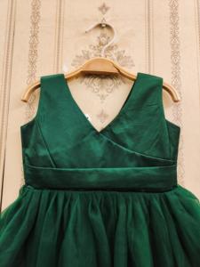 Vestido de Fiesta para Niñas Shoryam Fashion, Verde, Completamente Cosido, Hasta la Rodilla, con Corpiño de Satén Sólido, Falda de Tul con Detalles de Perlas, Festivo - Product Image 3