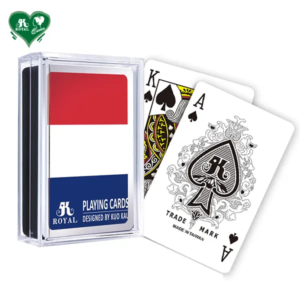 Kartu bermain plastik bendera negara nasional Perancis kustom kartu Poker