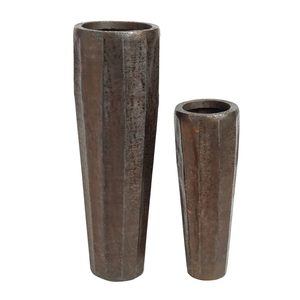 Handmade <b>Set</b> of 2 Metal Flower <b>Vase</b> Different Sizes Coastal Design Style for Tabletop or Floor Decor for Home or Hotel Use - Product Image 3