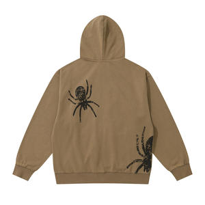 Sudaderas con capucha con cremallera y estampado de soplo para hombre de Color sólido con logotipo personalizado, superventas, cómodas y holgadas, sudadera con cremallera con estampado de soplo para hombre - Product Image 5