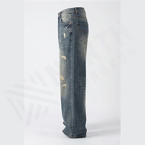 Men's Customized Color Crystals Patchwork Denim Jeans Skinny Stretch <b>Tight</b> Fit Distressed Pant Painted Rhinestones Patched - Product Image 3