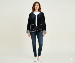 Veste pour femme en velours matelassé réversible avec doublure en coton, écologique et respirante, design automne/hiver - Product Image 1