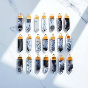 Pendentif crayon en or plaqué caution dendrite opale pierres précieuses pour la fabrication de bijoux boucles d'oreilles et colliers - Product Image 1