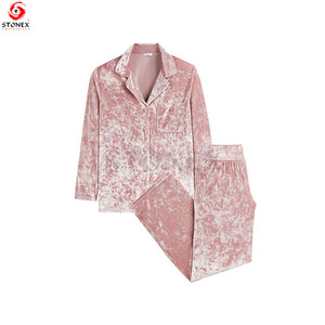 La mejor venta de camisa de manga larga con 1 bolsillo en el pecho y pantalones, cintura plana y bolsillos laterales, tela tejida con cierre elástico - Product Image 4