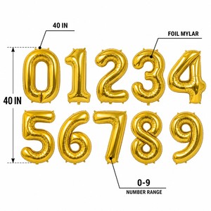 Number <b>Balloons</b> 40 Inch Foil Mylar <b>Balloons</b> 0-9 Birthday Party <b>Decoration</b> Gold Silver Helium <b>Balloons</b> Wholesale - Product Image 5