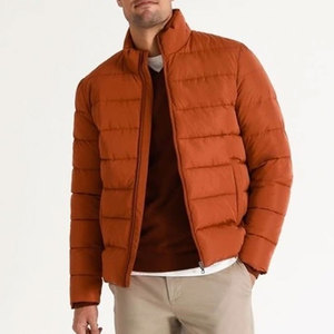 Veste matelassée à capuche personnalisée pour homme, brodée, orange, légère, isolée, imperméable, pour l'extérieur, vente en gros d'usine - Product Image 1
