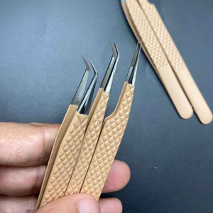 แหนบต่อขนตาแบบด้ามจับเพชรติดฉลากแบบส่วนตัวพร้อมปลายไฟเบอร์ทำจากสแตนเลสแบบญี่ปุ่น - Product Image 1