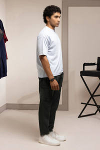 T-shirt à manches courtes en coton lourd pour homme, col rond, coupe ample, couleur unie, pour la fabrication de marques privées OEM - Product Image 3