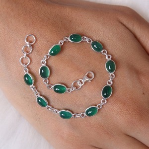 Boho Style Classical <b>Bracelet</b> Jewelry For <b>Women</b> Silver Jewelry 925 Sterling Silver Green Onyx Gemstone Handmade <b>Bracelet</b> Gift - Product Image 4