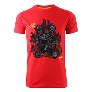 Haute qualité 100% coton été Streetwear demi manches Boxy t-shirt transfert de chaleur strass conception pour temps chaud - Product Image 4