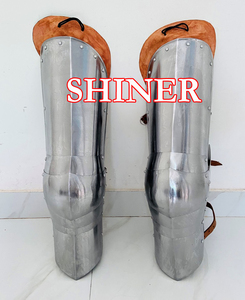 Jambières de jambe en acier médiéval faites à la main entièrement fonctionnel protège-jambes armure argent polonais Protection protège-jambes pour Halloween - Product Image 3