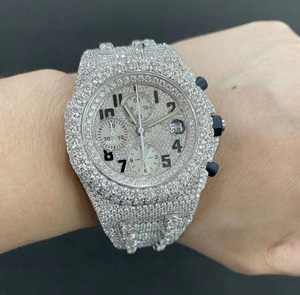 Iced Hip Hop VVS Moissanite oro blanco diamante lujo reloj personalizado moda aleación banda movimiento de cuarzo - Product Image 1