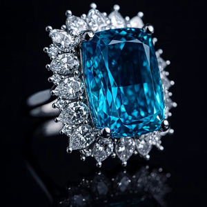 Anillos de compromiso de diseño con esmeralda azul de moda, diamantes americanos cultivados en laboratorio y detalles en plata de ley 925, joyería vintage. - Product Image 1