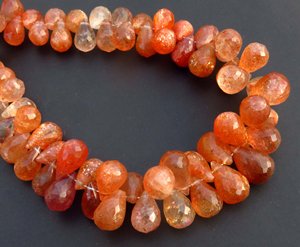 Hermosa piedra solar Africana naranja Natural de 9-14mm, cuentas de gemas facetadas, lágrima suelta, 9 hebras, corte de Briolette, piedra solar facetada - Product Image 3