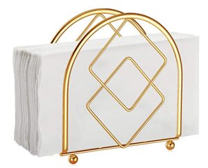 Soporte para servilletas de Metal geométrico chapado en oro, último arte para el hogar, Hotel, mesa, soporte de tejido decorativo para boda - Product Image 5