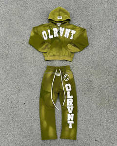 Ensemble survêtement vintage en molleton délavé à l'acide pour femmes, de haute qualité, automne, ample et décontracté - Product Image 6