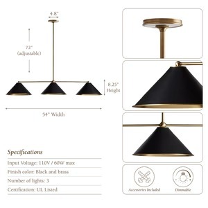 Élégant plafonnier suspendu moderne à trois lumières Calista pour îlot de cuisine salle à manger entrée décor à la maison - Product Image 5