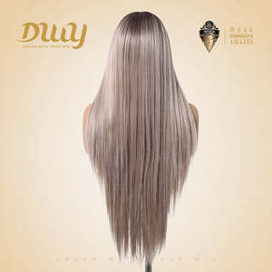 Calista C-DWY Perruque Synthétique Longue Blonde Dégradée Lisse Sans Colle 13x6 Lace Front Raie Libre Couleur Transparente - Product Image 3