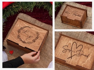 Boîte à souvenirs en bois en gros boîte artisanale en bois inachevée boîte-cadeau de luxe - Product Image 4