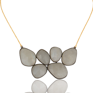 Arc-en-ciel Moonstone Gemstone Nouveau Designer 18k Plaqué Or Argent Déclaration Collier Bijoux Fournisseur Vintage Collection - Product Image 3
