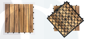 Azulejos de cubierta de teca ACACIA modernos Diseño de enclavamiento de 6 listones para una fácil instalación en interiores/exteriores Cubierta de PVC impermeable suave - Product Image 2