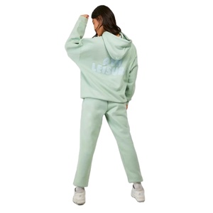 Survêtement personnalisé imprimé bouffant pour femmes baggy surdimensionné en molleton de coton 2 pièces survêtement vente en gros de survêtements pour femmes - Product Image 2