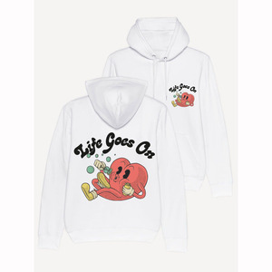 เสื้อฮู้ดสีขาวมีฮู้ดเสื้อสเวตเชิ้ตผ้าฝ้ายปกติแบบกำหนดเอง - Product Image 1