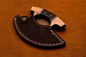 Cortador de Pizza Hecho a Mano con Hoja de Acero de Damasco Forjado y Mango de Madera de Palisandro, Cuchillo de Cocina Personalizado - Product Image 4