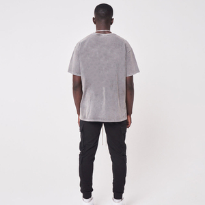 Acid Wash T-<b>Shirt</b> Men's Oversized Gray <b>100</b>% Cotton T-<b>Shirt</b> O-Neck Short Sleeve Solid Color T-<b>Shirt</b> For Men's - Product Image 2