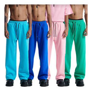 กางเกงวอร์มขาตรงทรงหลวมแบบผูกเชือกสำหรับผู้ชายกางเกงสเวตเตอร์แบบลำลองทรงหลวมธรรมดามีเชือกผูกโลโก้ได้ตามต้องการ - Product Image 5