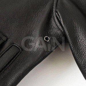 High Quality Men's Genuine Leather Winter <b>Jacket</b> with Canvas Fabric Front Logo Eco-Friendly & Breathable Custom OEM in Stock - Product Image 5