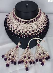 Hermoso diseño elegante desgaste del partido Kundan joyería alta chapado en oro desgaste del partido gargantilla collar conjunto - Product Image 3