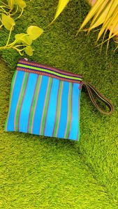 Bolsas DE ASEO cosméticas con cremallera reutilizables ecológicas recicladas de nailon, bolsa de mano de playa de viaje a rayas personalizada, etiqueta con logotipo - Product Image 4