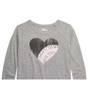 Maglietta Extra Large per Ragazze Epic Threads, Grigia con Stampa Cuore Leopardato su Jersey di Cotone, Stile Casual Western per l'Estate - Product Image 2