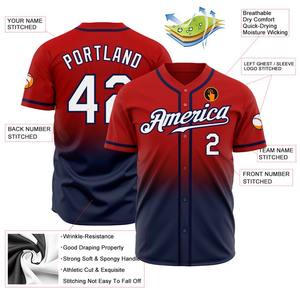 Custom Red White-Navy Authentic Fade Fashion Baseball Jersey - Product Image 2