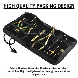 Venta caliente Salón 10 Uds Kit de herramientas de extensión de cabello dorado herramienta de bucle de tracción tipo C cuentas de aguja y alicates de presión de trama para salón - Product Image 6