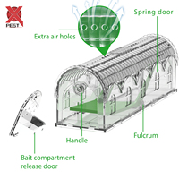 Piège à souris premium et humain, cage de capture vivante pour le contrôle des rongeurs, avec design transparent, libération facile et structure réutilisable