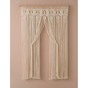 Beautiful Bohemian <b>Macrame</b> Wall <b>Curtain</b> Handmade Rattan Wall Hanging for Living Room Decor with Framed Tassel Pattern - Product Image 1