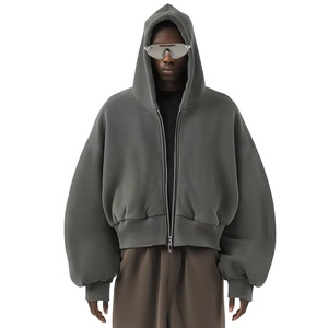 Alta calidad personalizado peso pesado gota hombro Zip up sudaderas con capucha en blanco de gran tamaño bordado Boxy recortado 500gsm sudaderas con capucha para hombres - Product Image 1