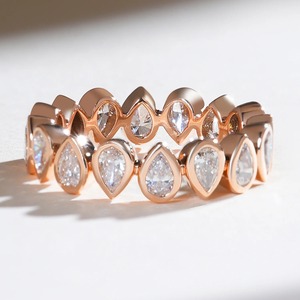IGI Certified Lab Grown Diamond Pear Cut Bezel Set Full Eternity Band <b>Ring</b> 14K Rose <b>Gold</b> Wedding Anniversary <b>Ring</b> for Women - Product Image 1