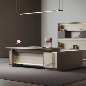 Modern L Shaped Executive Manager Desk Wood Veneer MDF Corner <b>Computer</b> Workstation Luxury Office Table with <b>Storage</b> Drawers Dura - Product Image 2