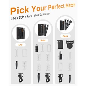 Afeitadora Eléctrica Corporal de Viaje Todo en Uno 12 en 1 con Cepillo Giratorio para Hombres, Carga Rápida USB C, Kit Recortador de Barba y Vello Nasal, IPX7 - Product Image 2