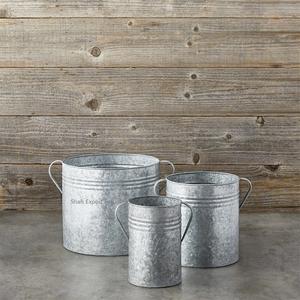 Maceta de flores galvanizada de hierro creativa simple para el hogar, decoración de jardín al aire libre, macetas y maceta con asa - Product Image 2