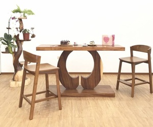 Modern Commercial Furniture Natural Slab Edge Suar <b>Wood</b> <b>Bar</b> Table and Chair Set for Hotels Kitchens Restaurants - Product Image 2