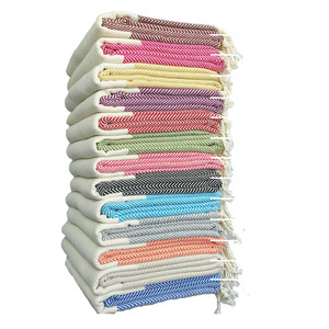 Serviette de plage turque XL Peshtemal Hammam 100% coton motif chevrons absorbant séchage rapide toutes saisons fabriqué en Turquie - Product Image 5