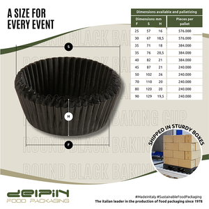 Fabriqué en Italie Papier sulfurisé personnalisable Jetable Rond Noir Cuisson Tasse Cupcake Doublures Muffins Cas Taille Différente - Product Image 3