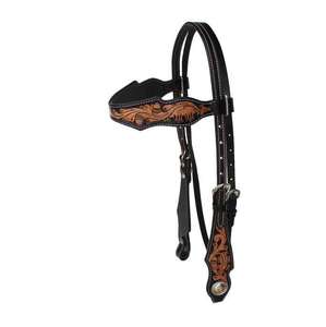 Rústico cuero de vaca Western Horse Headstall Premium Flower Tooled Durable Show Brida Elegante equipo de equitación India - Product Image 2