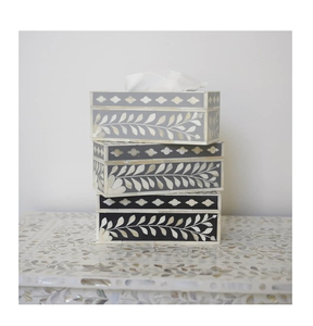 Caja de pañuelos con incrustaciones de hueso y diseño personalizado para decoración de mesa y almacenamiento - Product Image 5