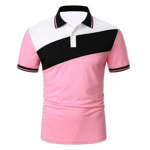 Camiseta Deportiva de Moda para Hombre, Primavera-Verano, Algodón, Estilo Patchwork, Cuello con Botones, Manga Corta, Informal - Product Image 5